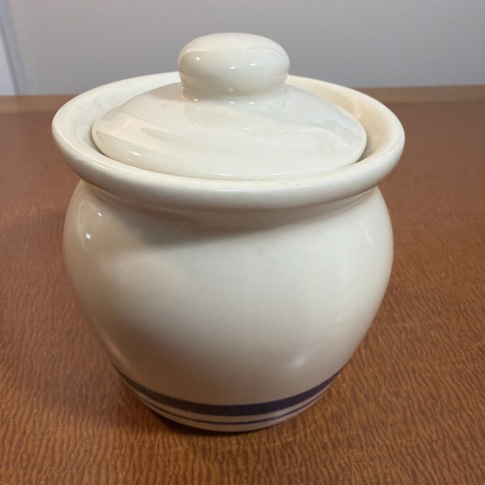 Vtg Roseville Sugar Bowl 3.5" With Lid Signed